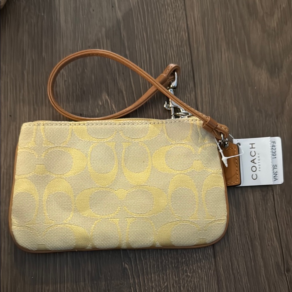Coach Yellow and Tan Clutch Wristlet